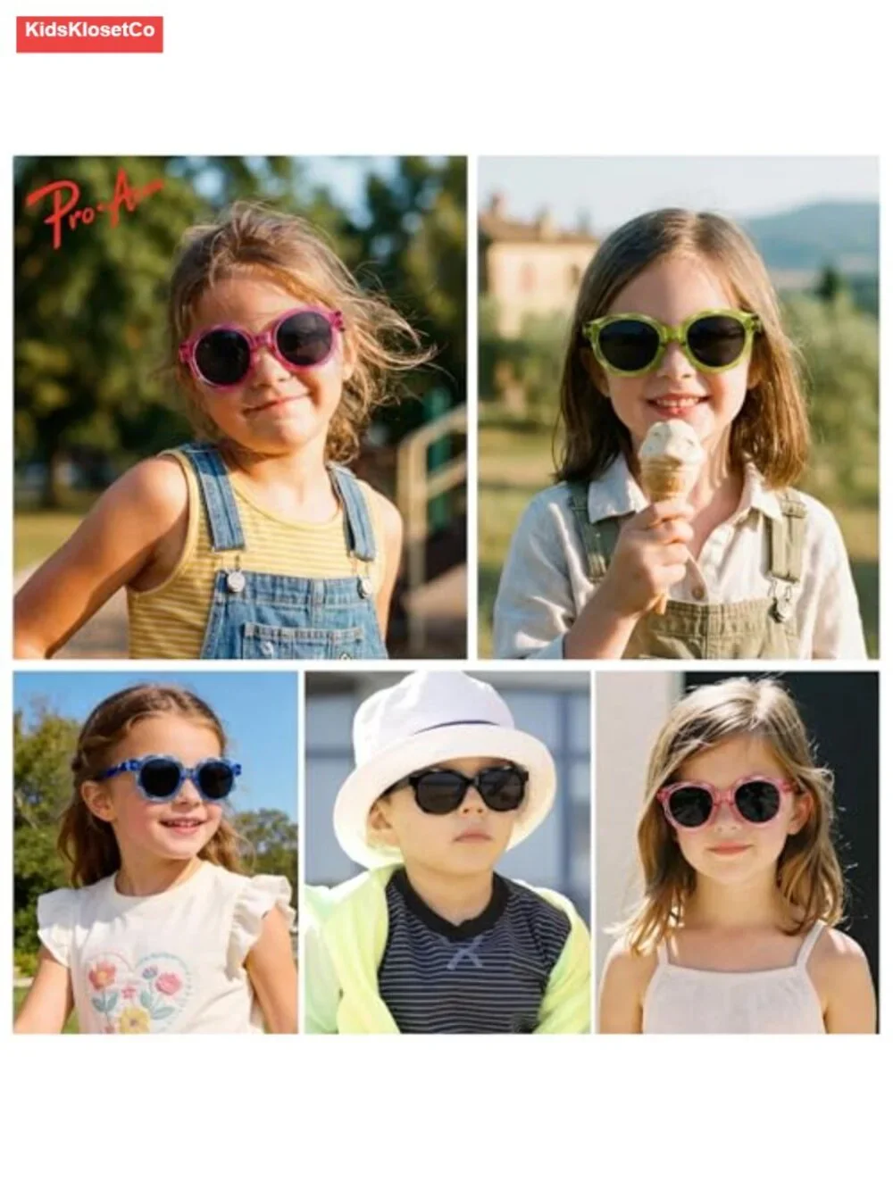 TR90 Flexible Kids Square Sunglasses Polarized UV400 Protection